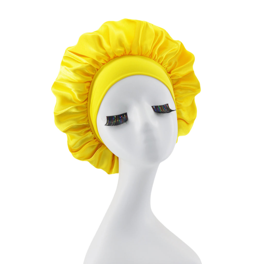 Lace-lined wide-brimmed elasticated hat
