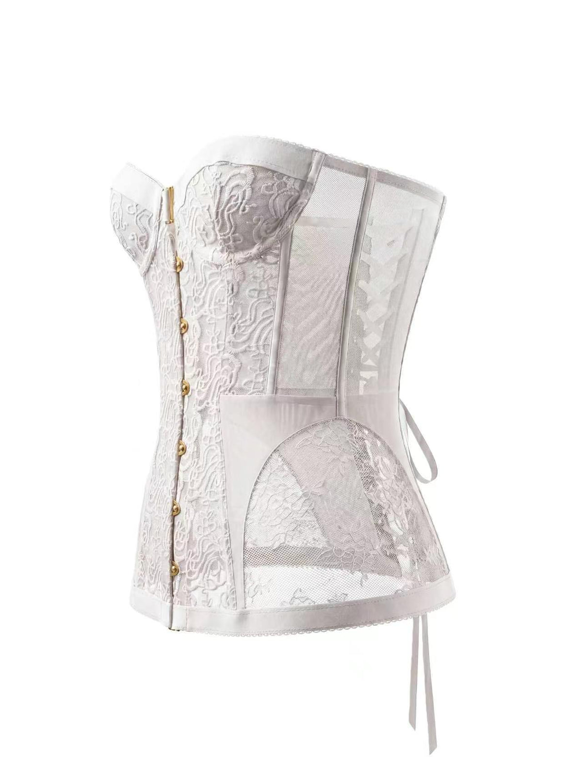 Women's Hollow Out Lace Strapless Slim Fit Corset Top teemdrop