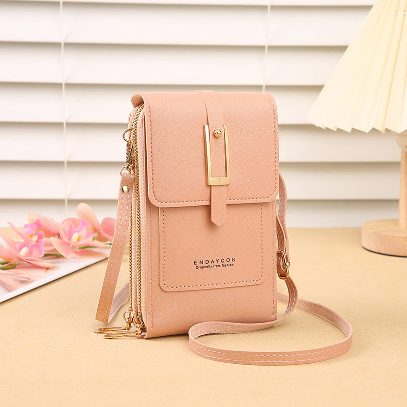 Women's Touch Screen PU Leather Phone Pouch Crossbody Bag with Card Slots