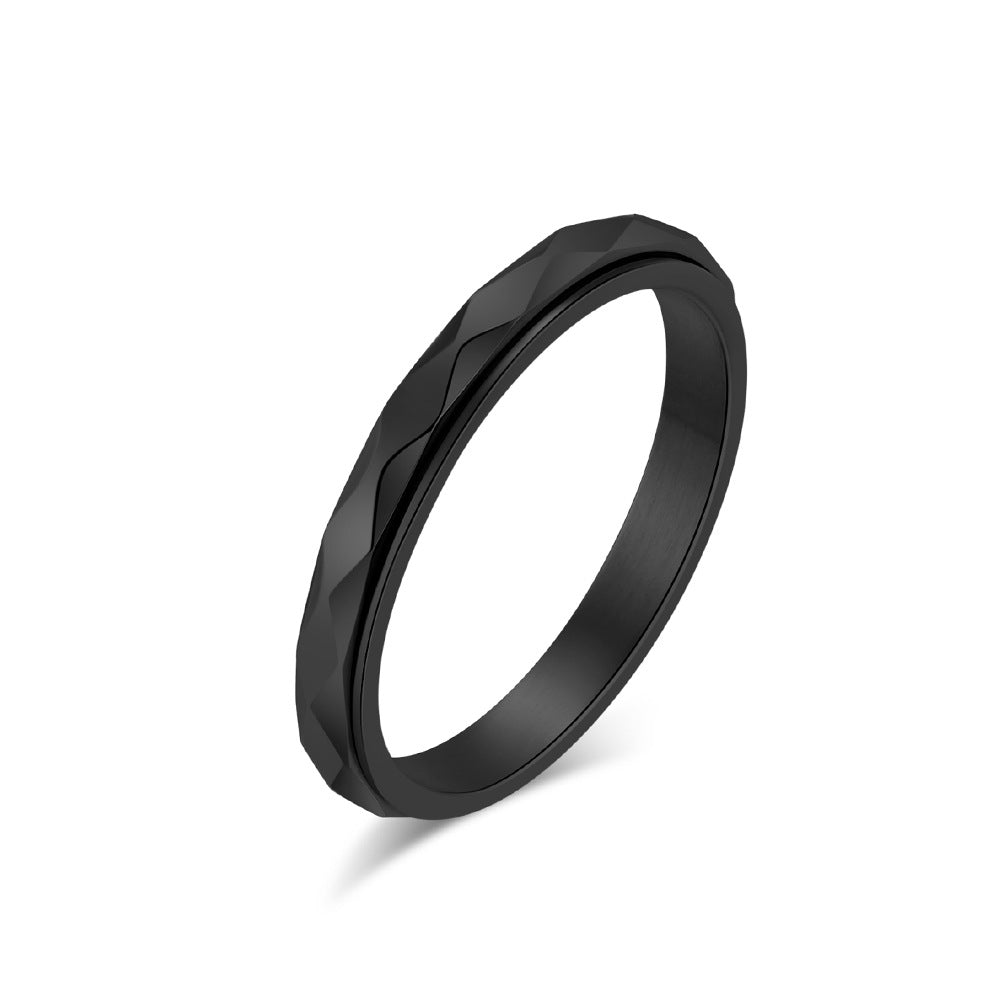 Geometric Rotating Titanium Steel Ring