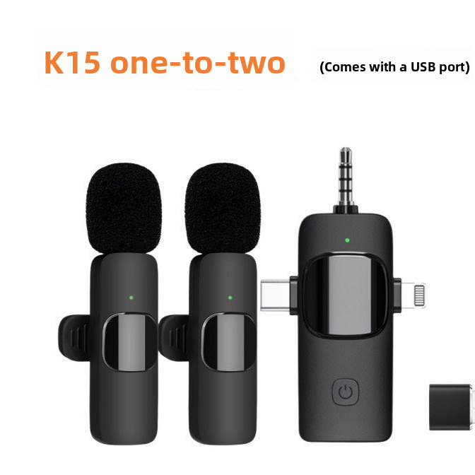 K15 3-in-1 Universal Wireless Lavalier Microphone with Noise Reduction for Live Streaming and Recording teemdrop