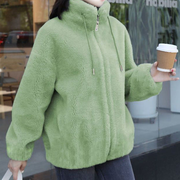 Women Double-Sided Velvet Warm Zip Up Cardigan teemdrop