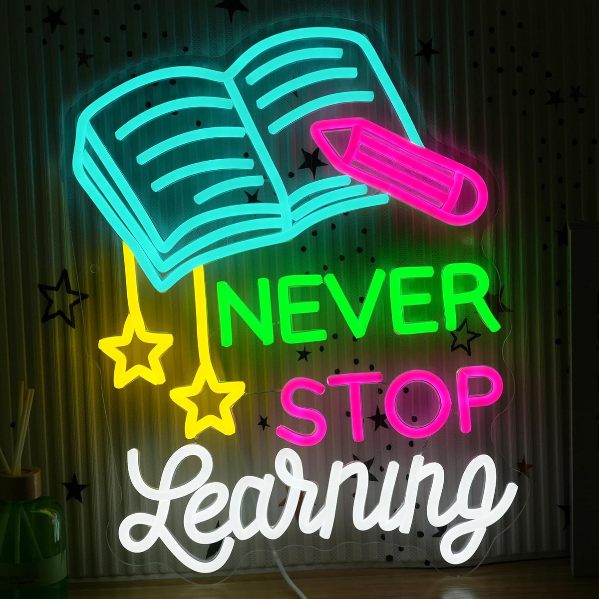 Dimmable LED Reading Neon Sign Wall Decor Light teemdrop