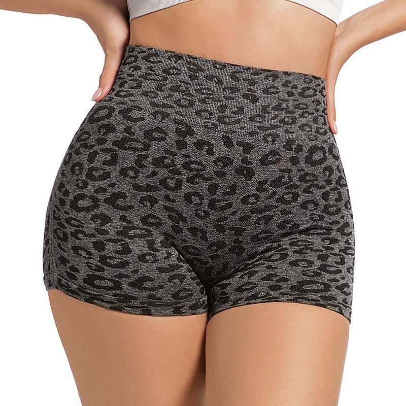 Women's High-Waist Leopard Print Control Yoga Shorts