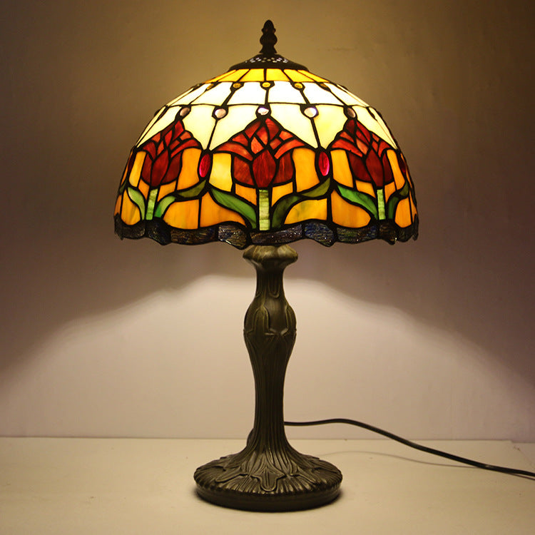 Table lamp stained glass 12 inch handmade lampshade teemdrop