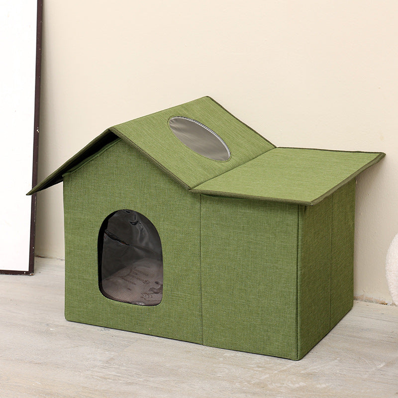 Outdoor waterproof foldable cat house villa teemdrop