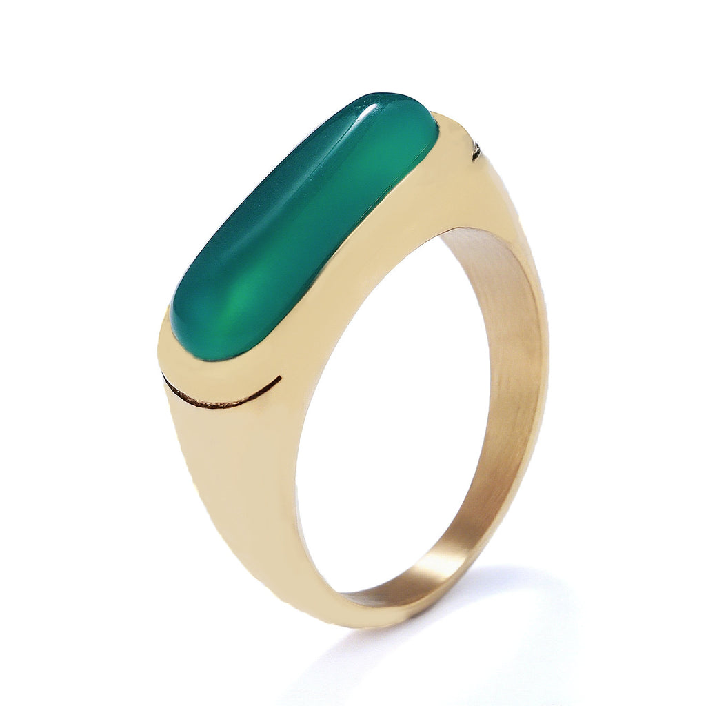 Personalized Natural Stone Engraved Vintage Ring