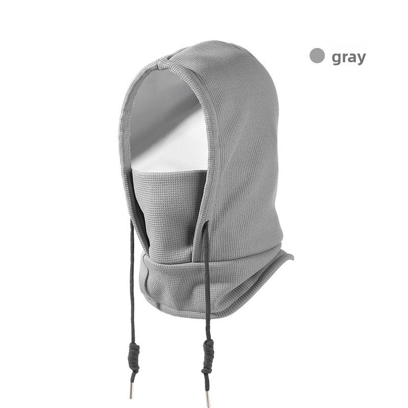 Warm hat with a hood for outdoor cycling to protect against wind teemdrop