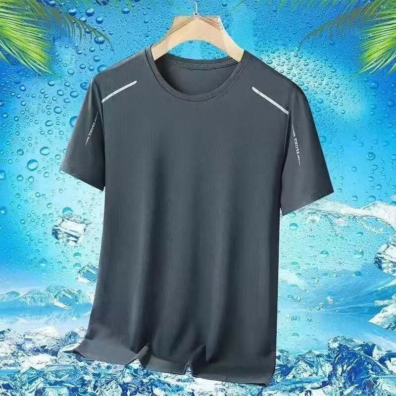 Men's Ice Silk Short Sleeve T-Shirt Quick Dry Breathable Loose Fit Summer Top teemdrop