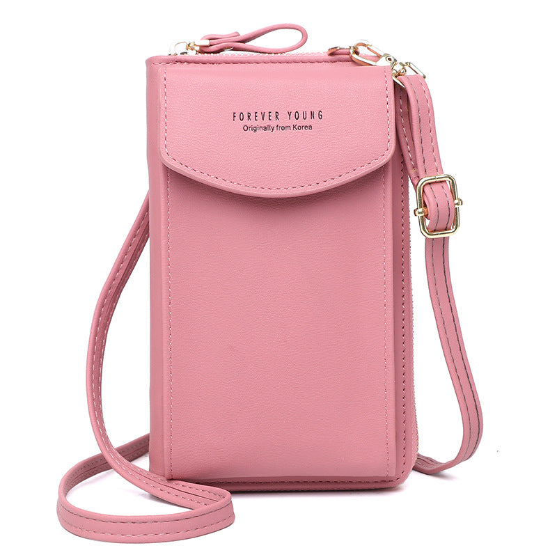 Women PU Leather Vertical Crossbody Bag Zipper Wallet Phone Bag teemdrop