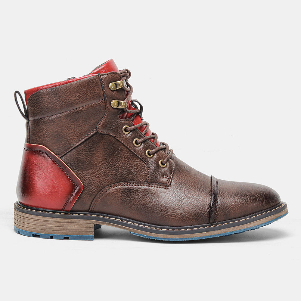 Vintage Polished Men's Leather Work Boots teemdrop