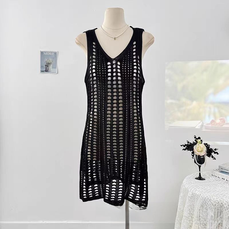 Knitted Hollow Vest Dress