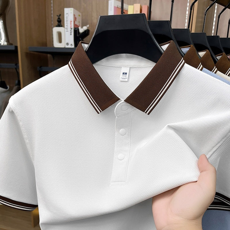 Men's Short Sleeve Polo Shirt Solid Color Lapel Casual Lightweight Summer T-Shirt teemdrop