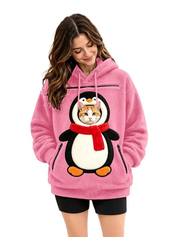 Mens Winter Warm Polar Fleece Lined Hoodie with 3D Printed Christmas Pattern and Zipper Pocket teemdrop