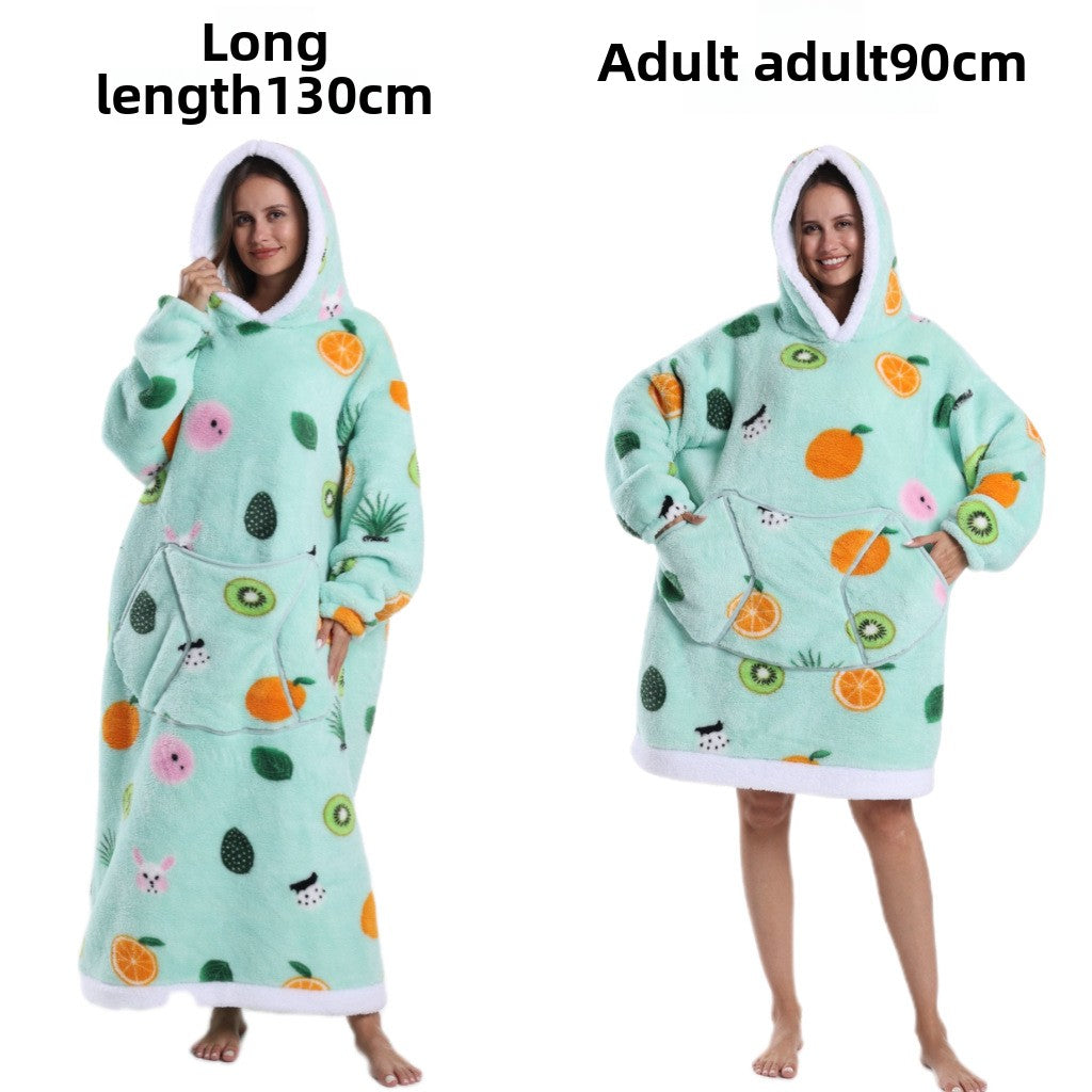 Women Men Winter Thickened Warm Hooded Blanket Pajamas teemdrop