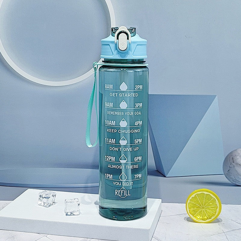 Portable fitness sports drinking straw water bottle teemdrop