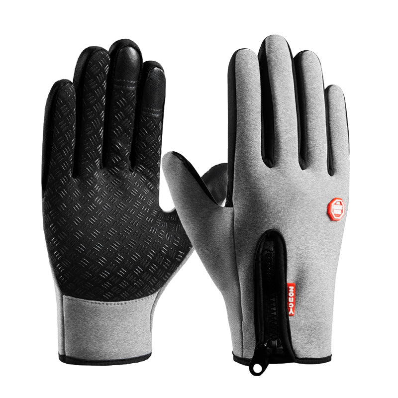 Winter Gloves Warm Touch Screen Men's Outdoor Sports Non-Slip Mountaineering Zipper Women's Ski Motorcycle Riding Gloves