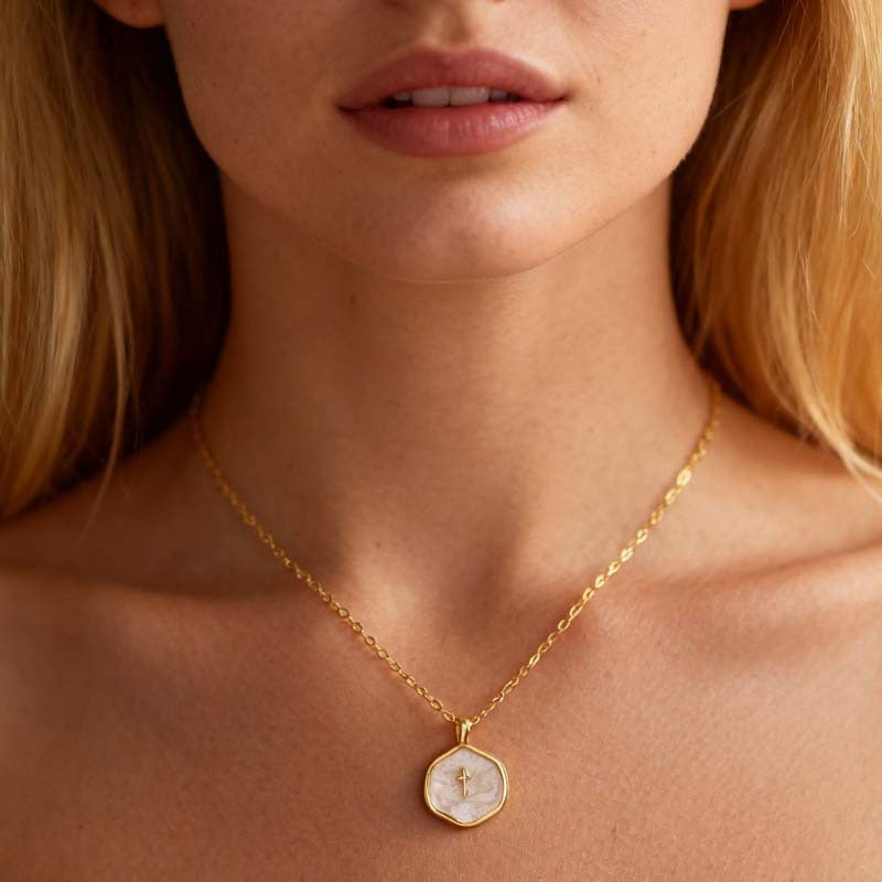 Female zinc alloy enamel cross pendant necklace