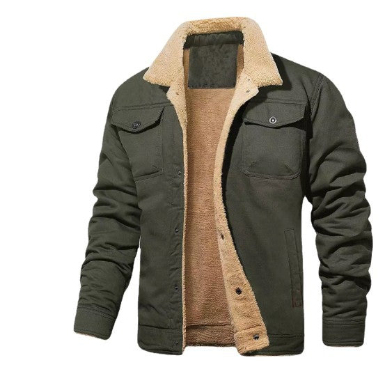 Men's Thickened Fleece Lined Cotton Work Jacket teemdrop