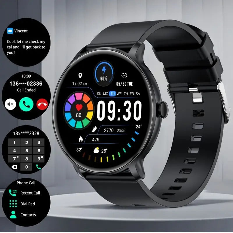 Touchscreen Smartwatch with Bluetooth Calling and Health Fitness Tracking