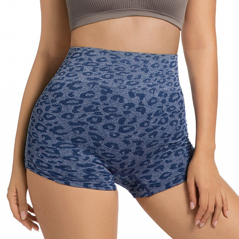 Women's High-Waist Leopard Print Control Yoga Shorts