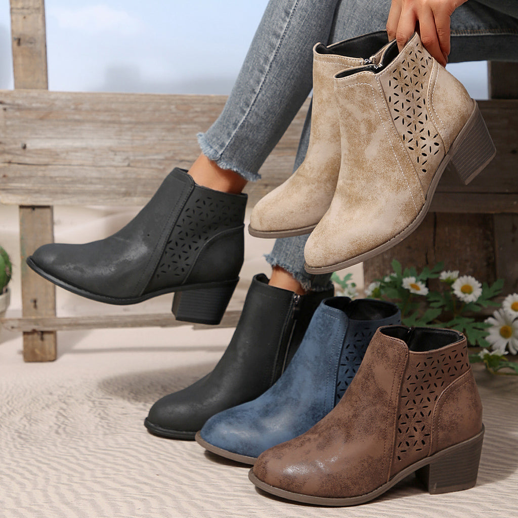 Women's Boots Thick Heel Round Toe teemdrop