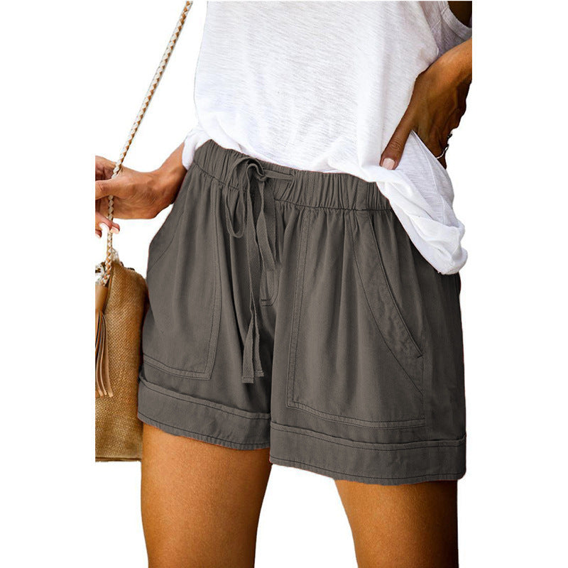 Women's High Waist Lace-Up Loose Wide Leg Woven Shorts teemdrop