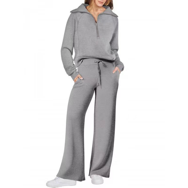 Long-Sleeved Sweatshirt Wide-Leg Pants