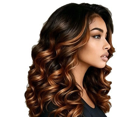 Gradient Middle Part Long Curly Synthetic Wig teemdrop
