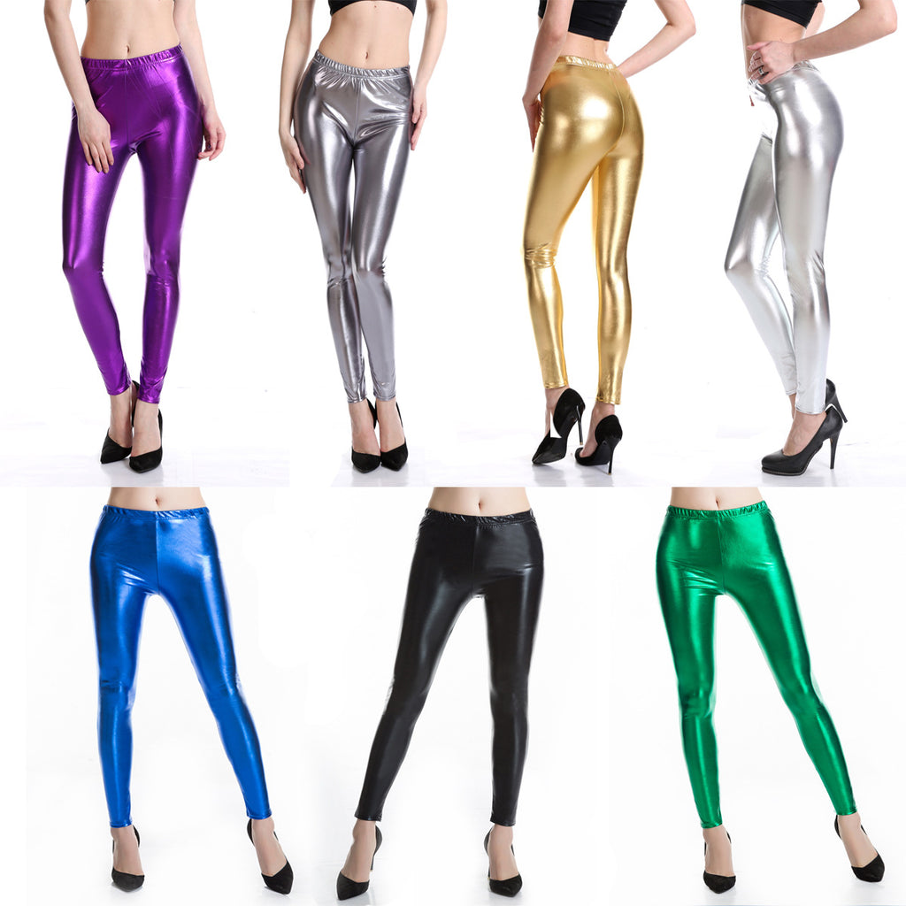 Shiny PU Leather Leggings Pencil Pants for Women