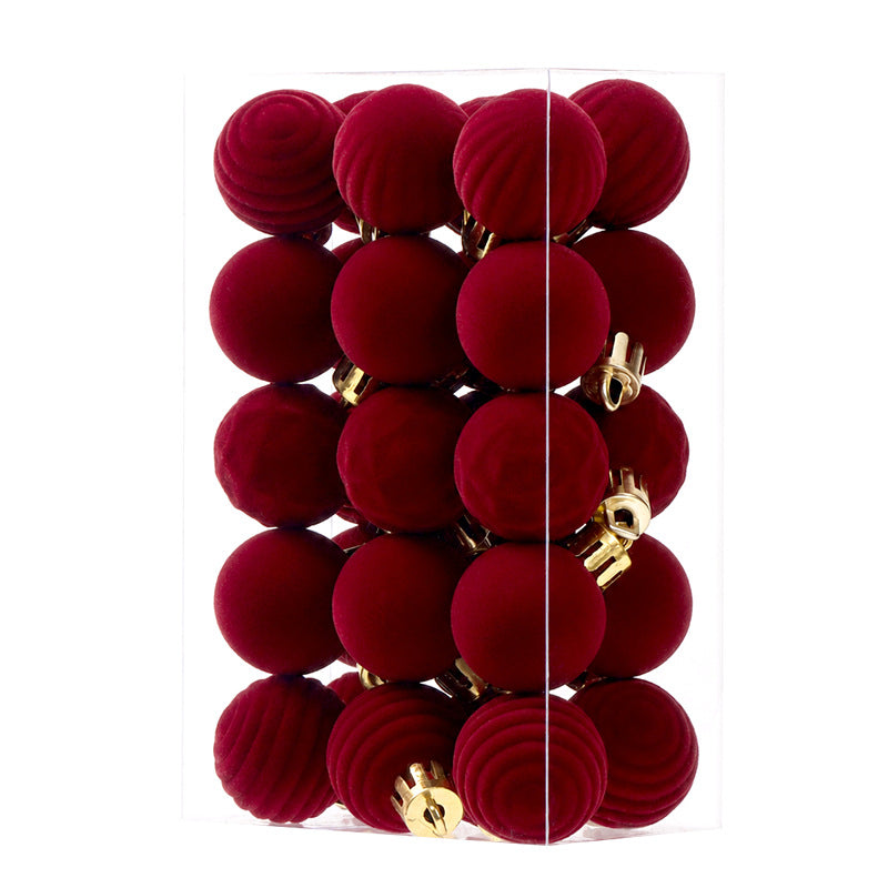 30-Pack 3cm Velvet Flocked Christmas Ball Ornaments for Tree Decoration teemdrop