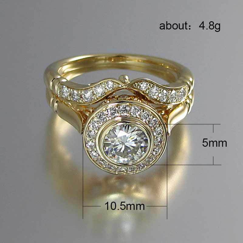 Gold Geometric Zirconia Ring Light Luxury Unisex Hand Jewelry