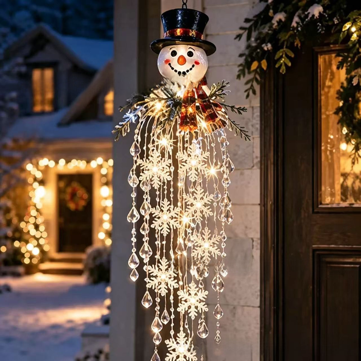 Glow Crystal Waterfall Resin Hanging Christmas Ornament for Holiday Home Decor teemdrop