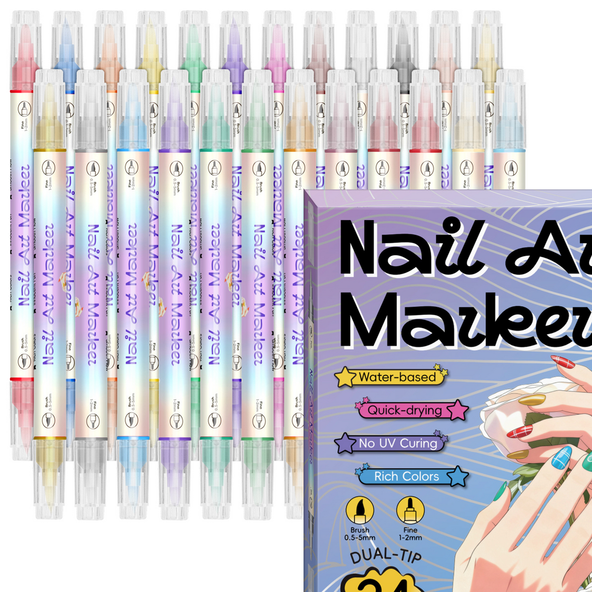 12-Color 0.5mm Ultra-Fine Tip Acrylic Marker Pen Set for Nail Art Painting