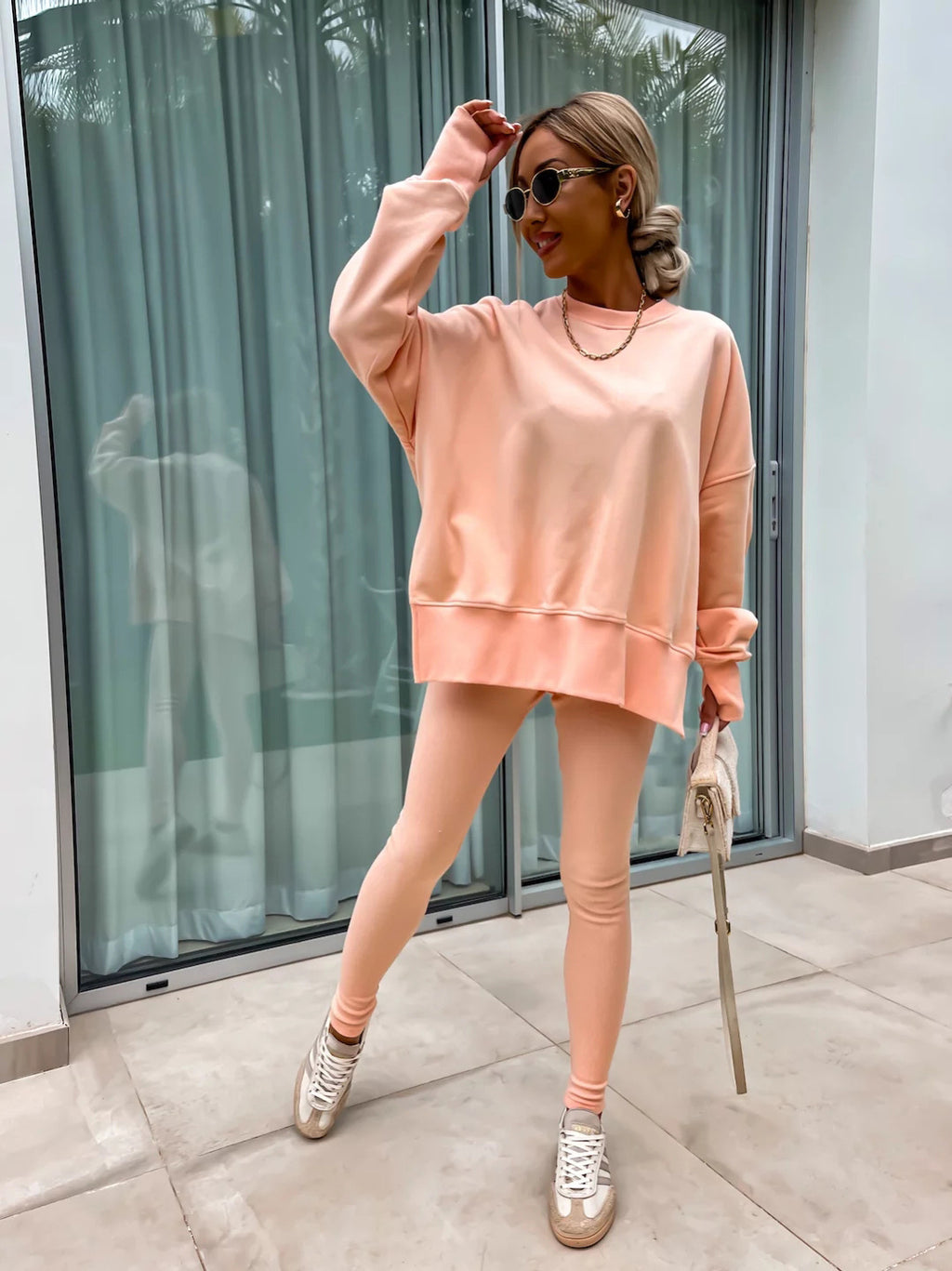 Long Sleeve Sweatshirt and Tight Trousers Set