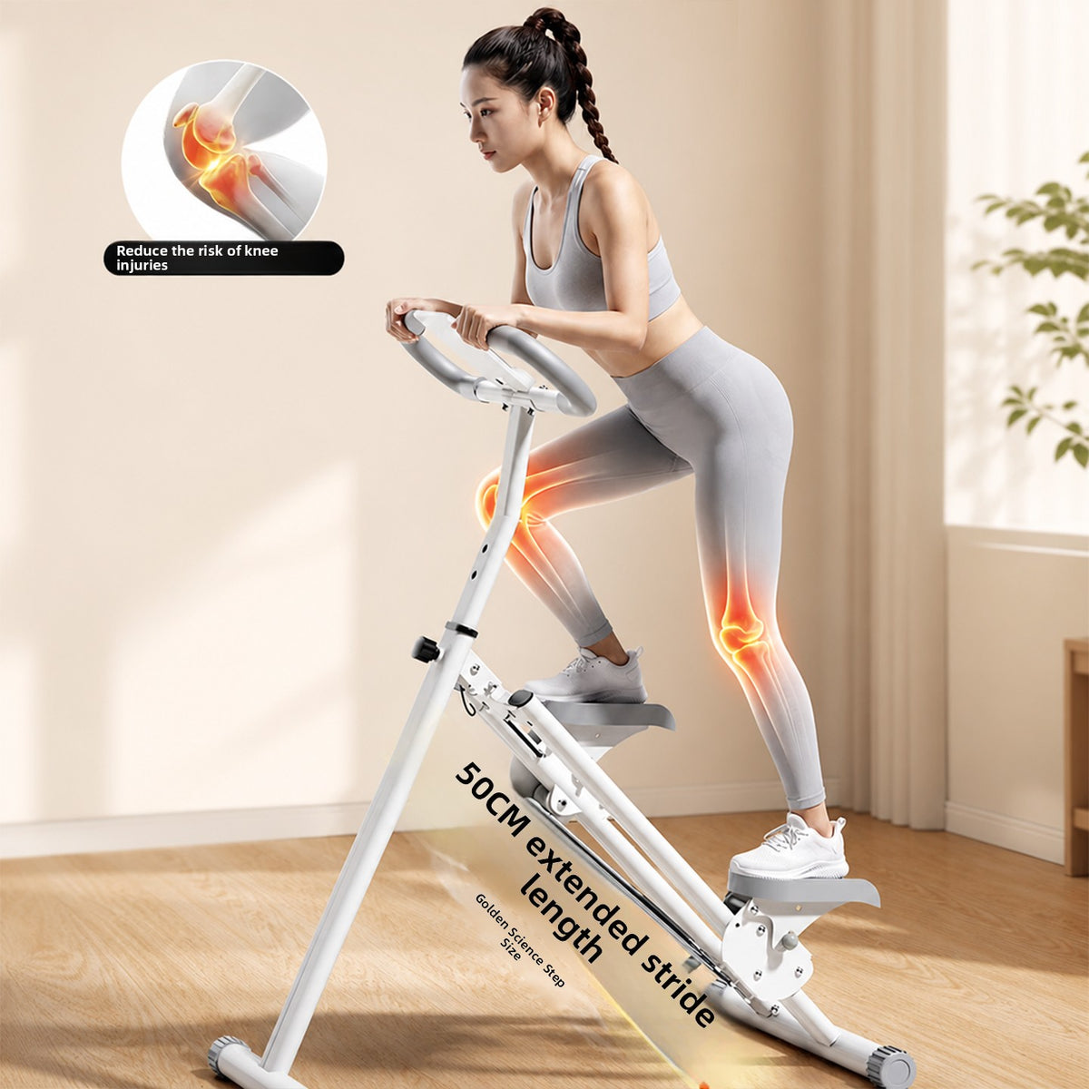 Foldable Home Climbing Stepper Machine with Adjustable Armrest teemdrop