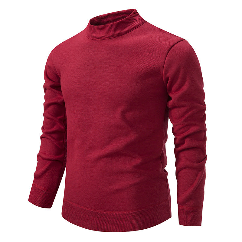 Men's Thickened Fleece-Lined Crew Neck Knit Sweater Autumn Winter teemdrop