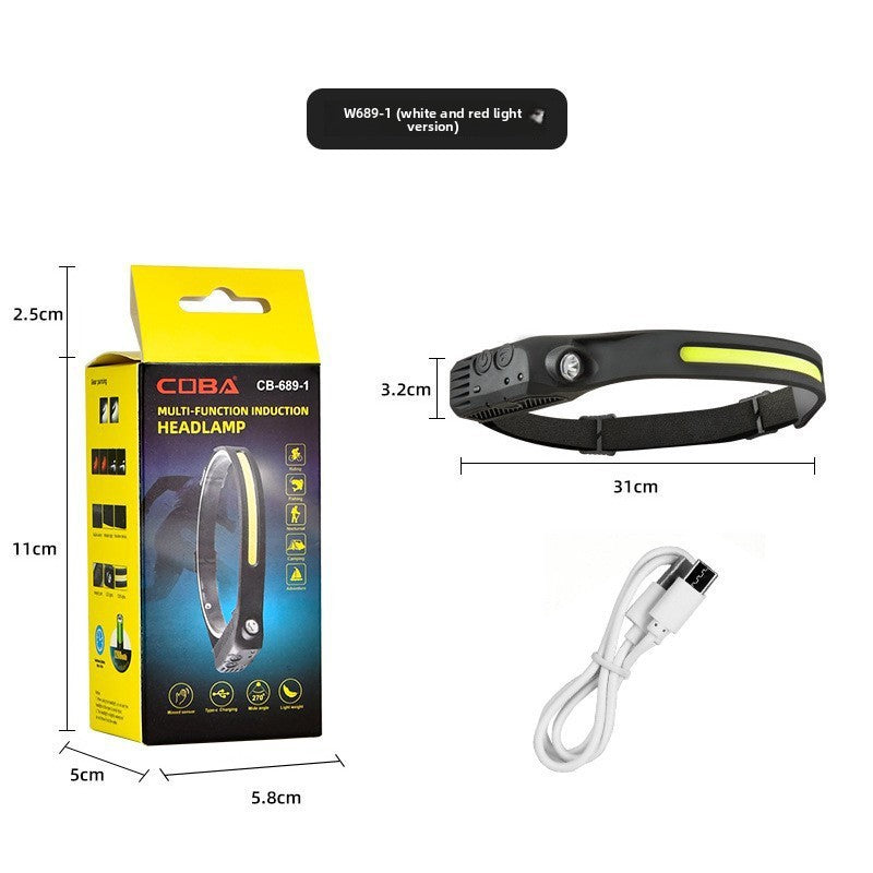 Induction Headlamp Long Endurance Lithium Battery Outdoor Cycling Running Charging Lamp teemdrop