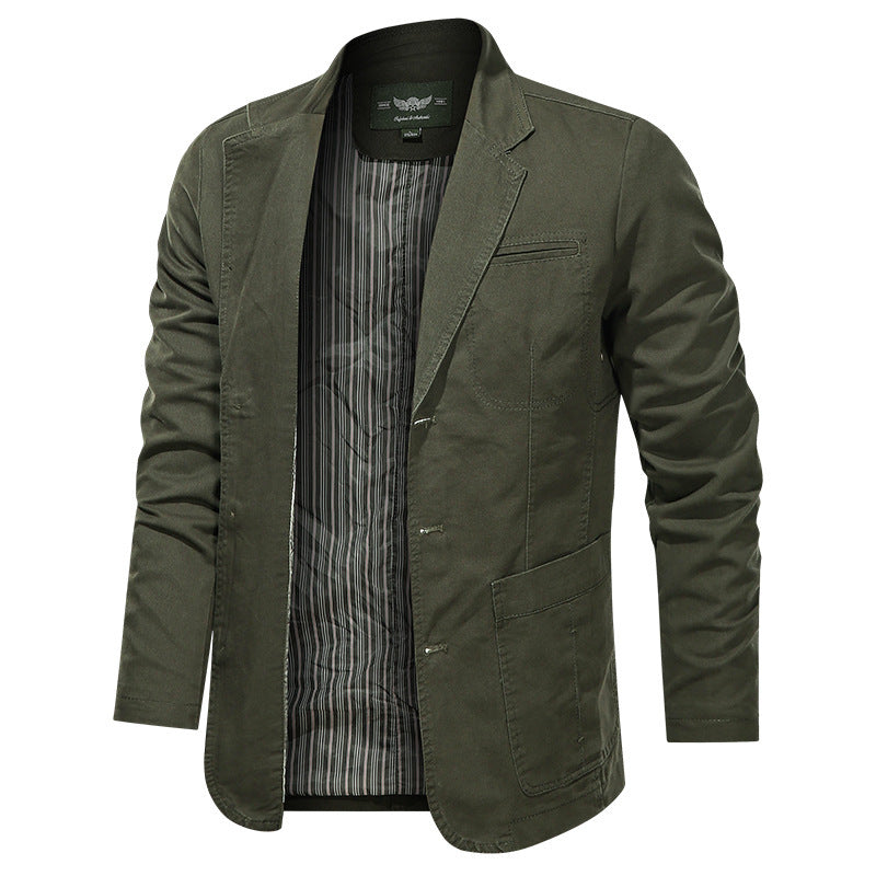 Men's Retro Solid Color Loose Fit Casual Business Jacket teemdrop
