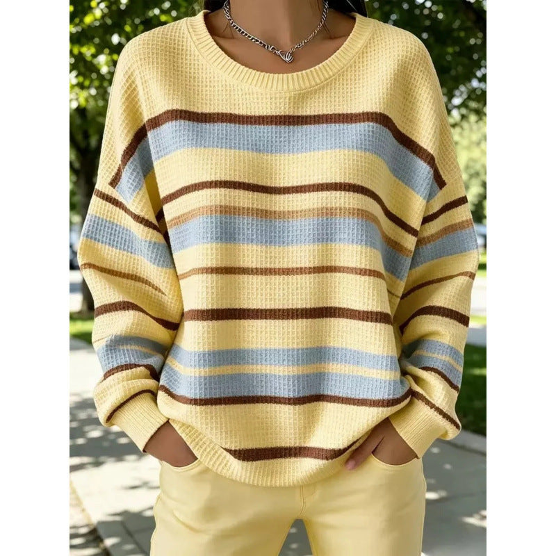 Plaid patterned round-neck long-sleeved casual hoodie teemdrop