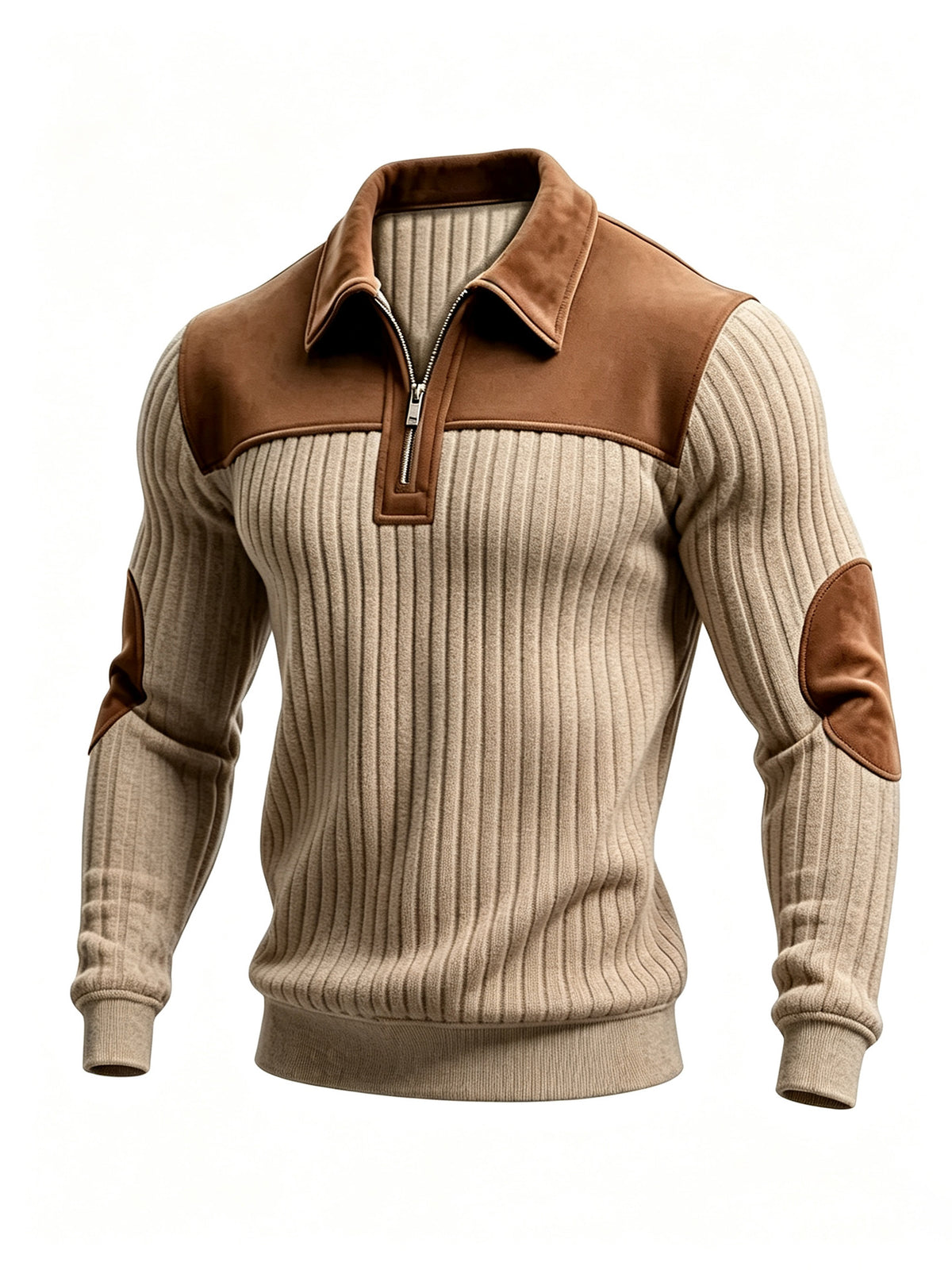 Men's Lapel Zip-Up Polyester Sweatshirt teemdrop