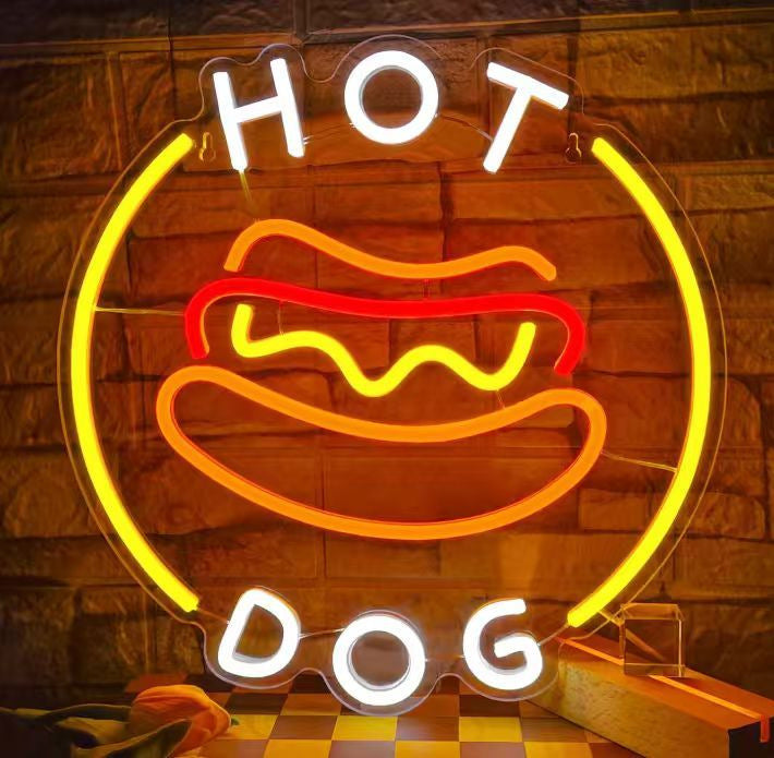 LED Neon Light Hamburger Fries Sushi Shape Sign for Home Bar Decoration