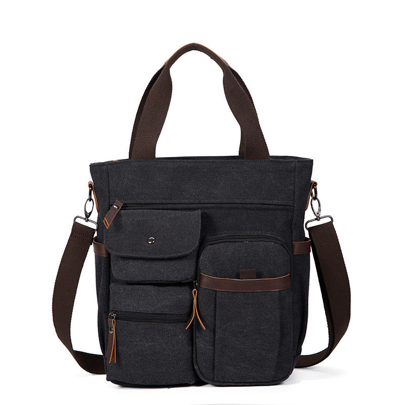 Men's Canvas Shoulder Crossbody Backpack, Extra Large Capacity Casual Bag teemdrop
