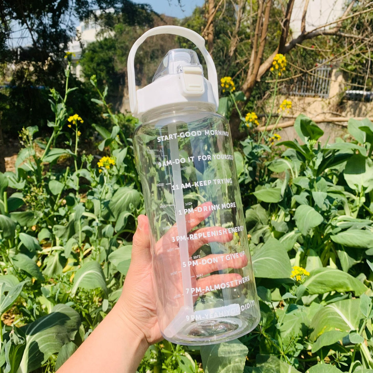 Portable fitness sports drinking straw water bottle teemdrop
