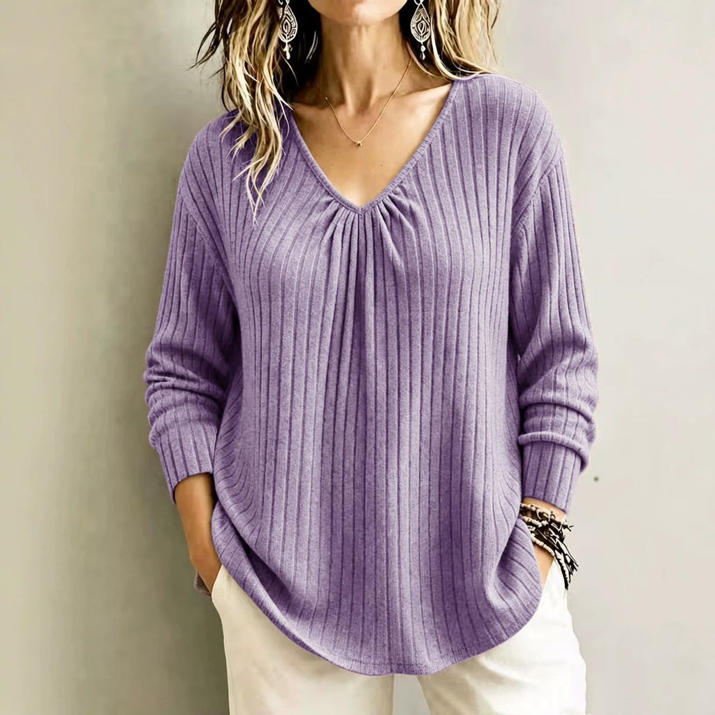 Long-sleeved pullover knit sweater teemdrop