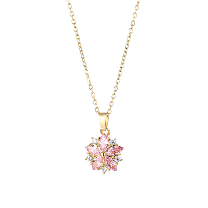 Titanium Steel Cherry Blossom Necklace