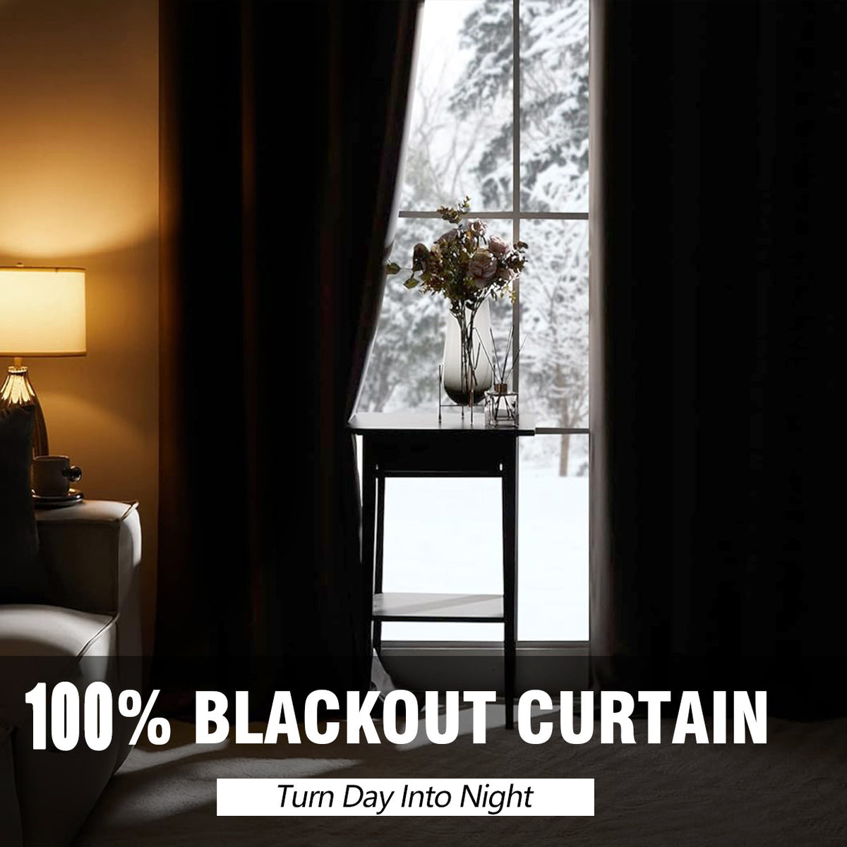 Full Blackout Thickened Thermal Insulated Quilted Curtain teemdrop