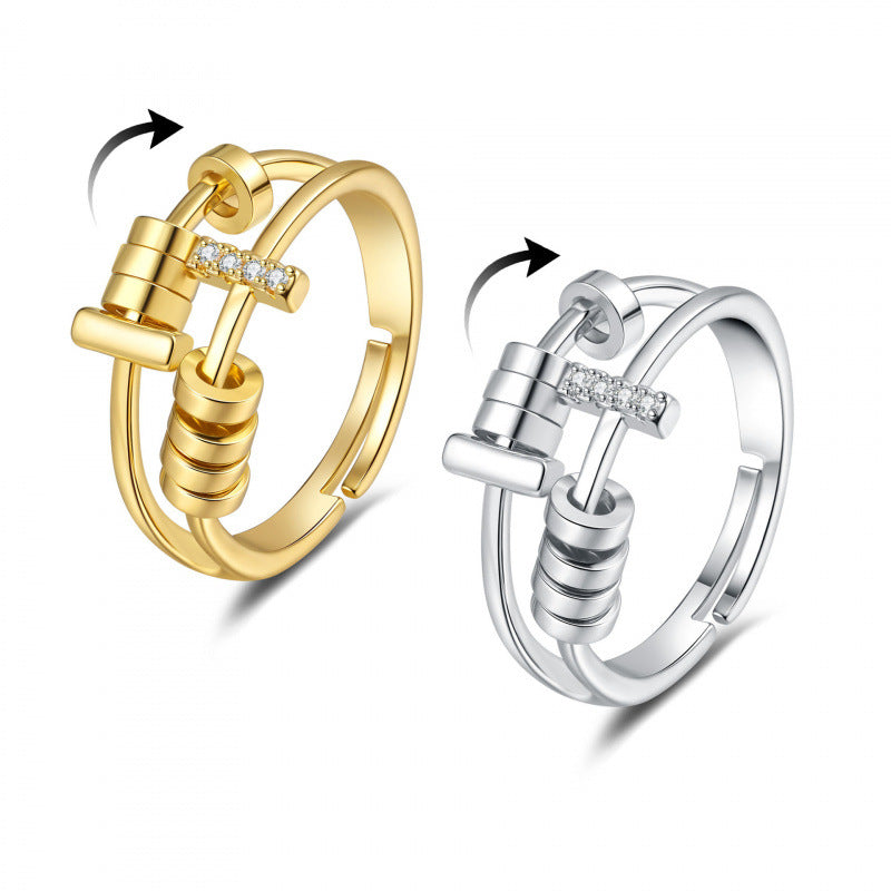 Anti-anxiety and stress-relieving rotating copper band ring