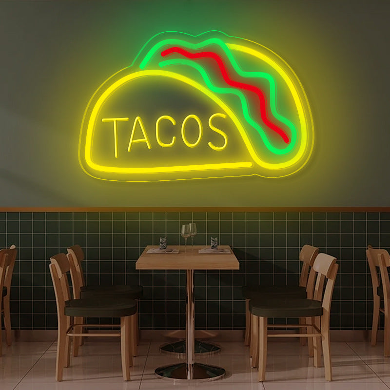 LED Neon Light Hamburger Fries Sushi Shape Sign for Home Bar Decoration