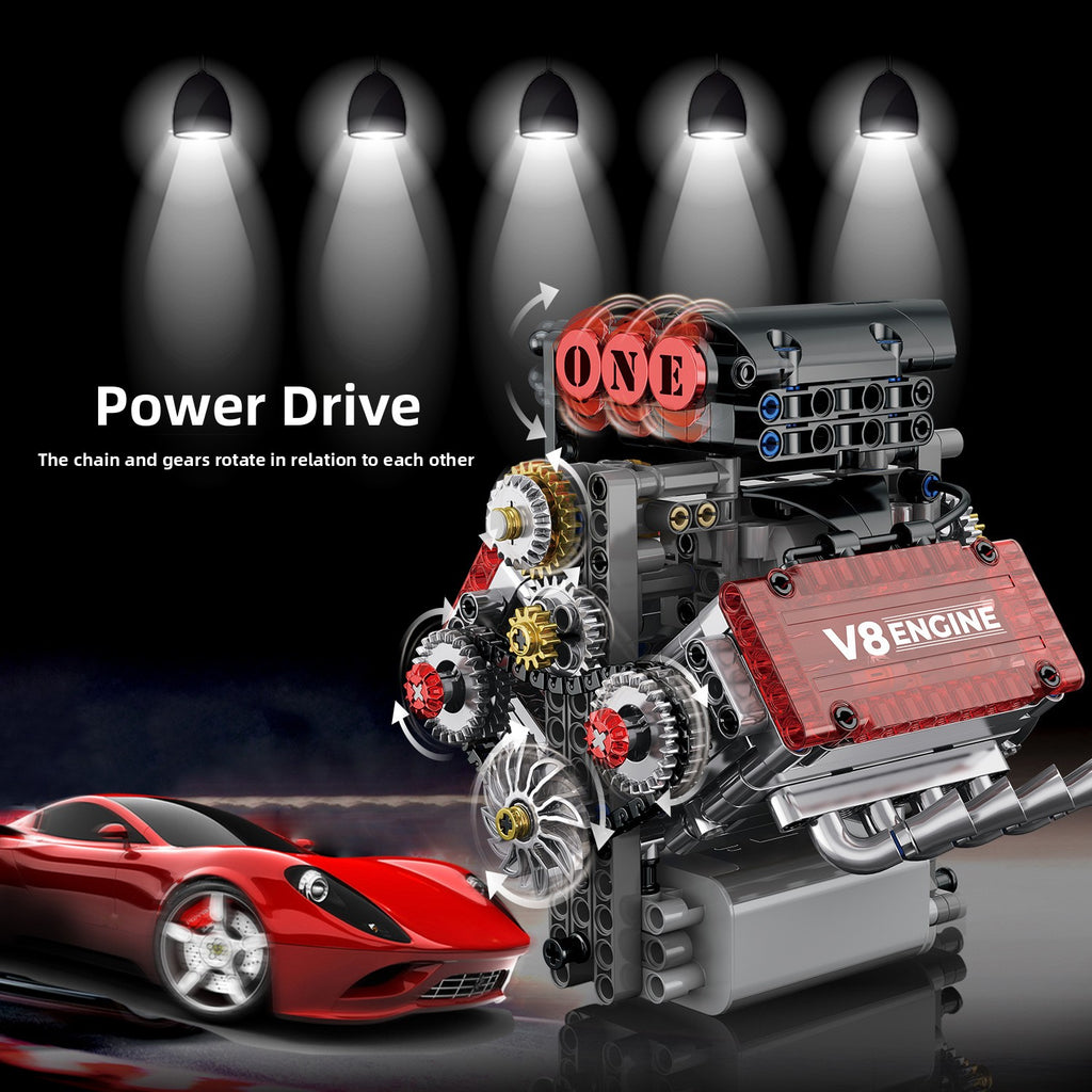 V8 Engine Model Assembly Building Block Toy